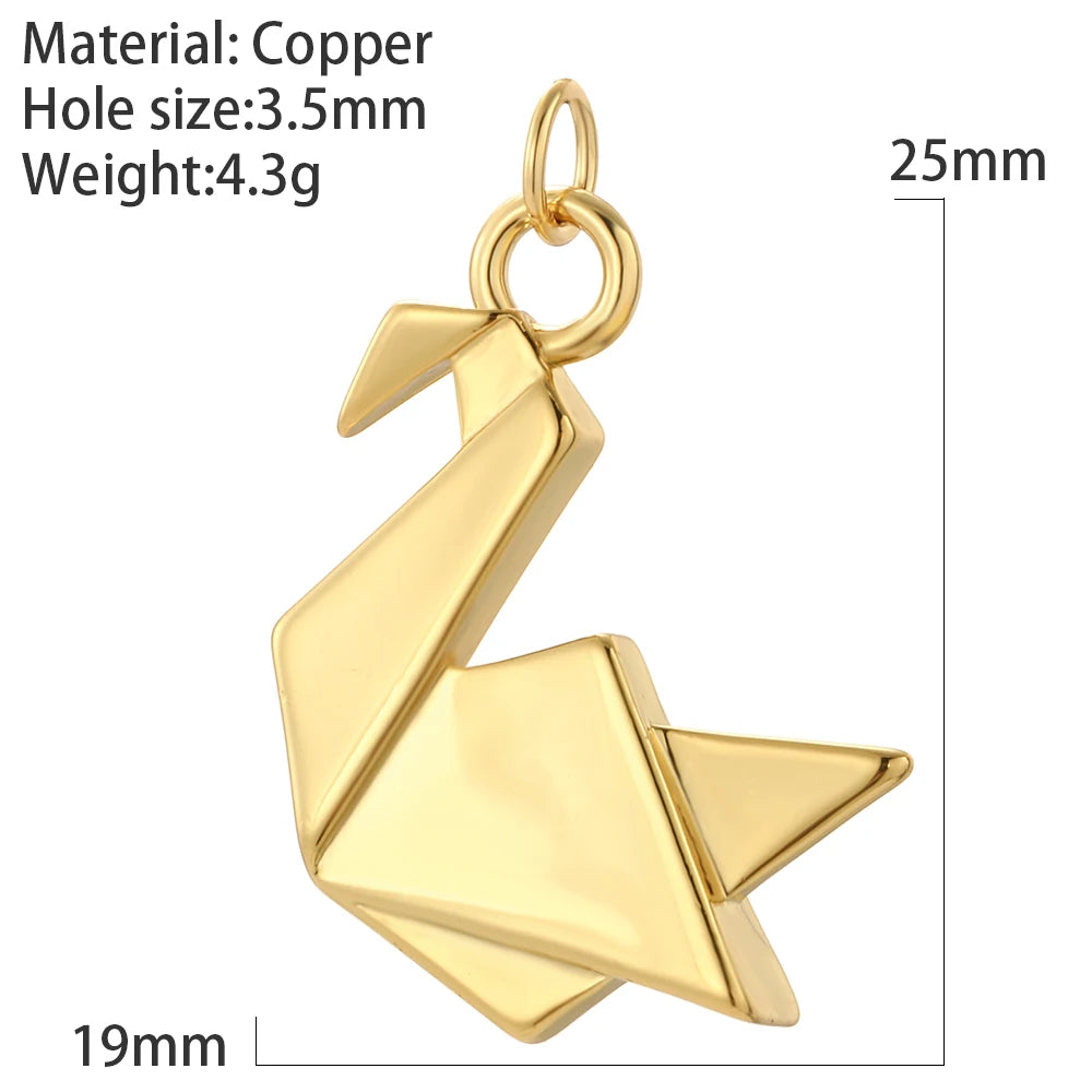 Origami Bird Lion Dog Dove Elephant Butterfly Charms for Jewelry Making Supplies Gold Color Dijes Diy Bracelet Earring Necklace