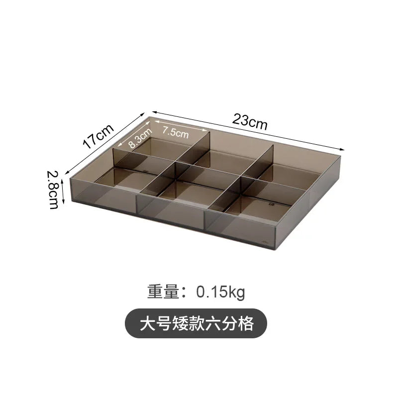 Transparent 6  Grid Dust Proof Drawer  Box Office Desk Stationery Cable Organizer Box Jewelry Makeup  Shelf