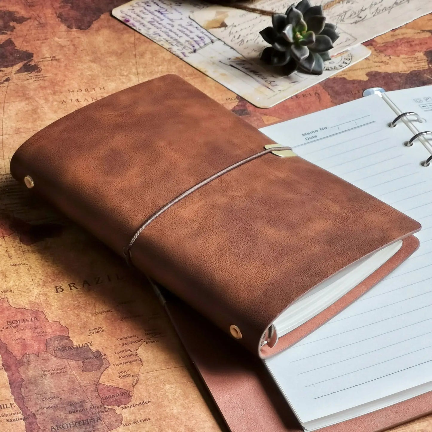 Retro A6/A5/B5 Soft Pu Leather Travel Journal Notebook 80 Sheets Loose-leaf Binder Diary Agenda Planner School Stationery