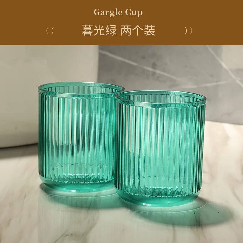 Bathroom Wash and Brush Teeth Cup Ceramic Toothbrush Couple Set Mouthwash Transparent Luxury Cup Family Set Bathroom Decoration