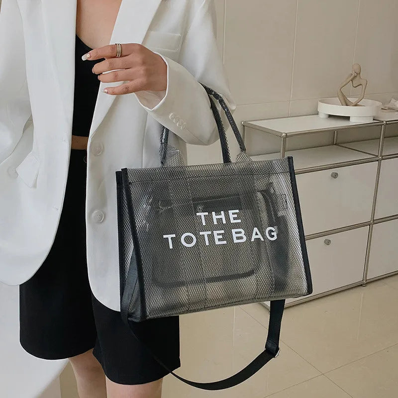 The Tote Bags For Women 2024 Summer New Luxury Designer Handbags Big Clear Beach Shopper Shopping Bag Large Totebag Square Purse