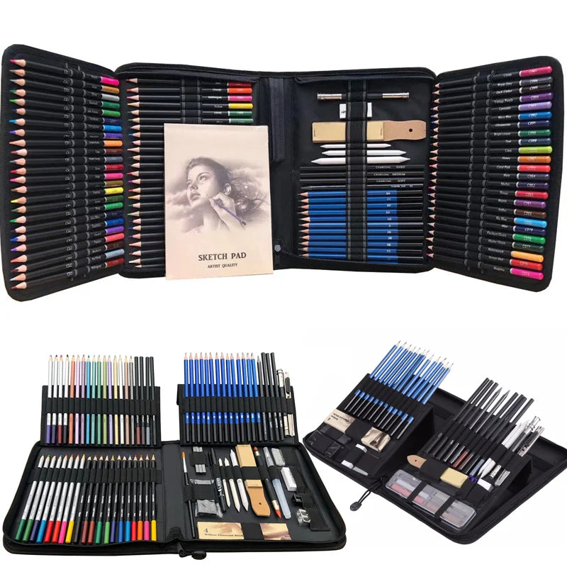 144PCS Color Pencil and Sketch Pencils Set for Drawing Art Tool Kit 72 Pcs Watercolor Metallic Oil Pencil Artist Art Supplies