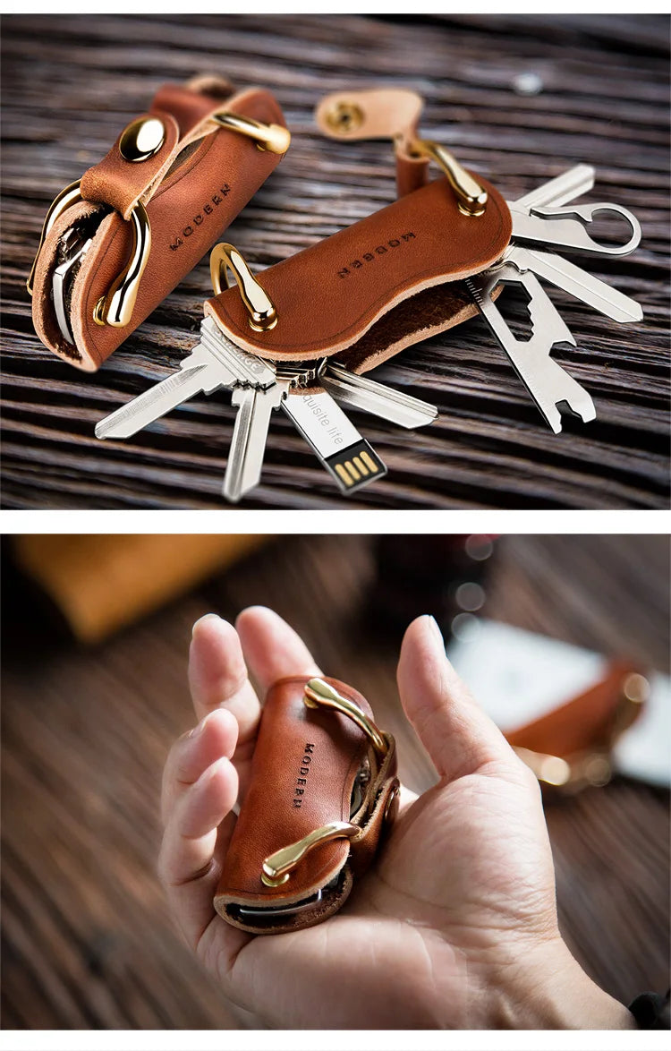 Brand New 100% Genuine Leather Smart Key Organizer Holder Key Chain Key Wallet Creative Travel Man Woman Gift