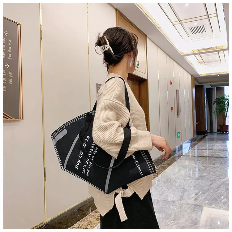 Mask Bag With Shoulder Strap Ladies Shopping Bags Unique Design Trendy Female Bags Money Storage Tote Size Small SizeL