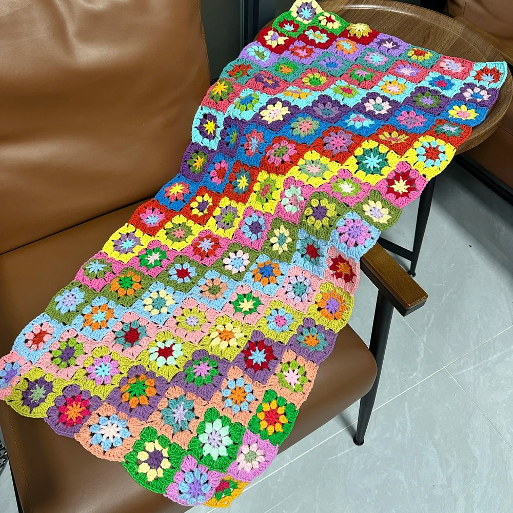 DIY Colourful Daisy Handmade Hand Hook Tablecloth Fashion Carpet Crochet Blanket Yoga Bolster Cushion Party Crochet Table Mat