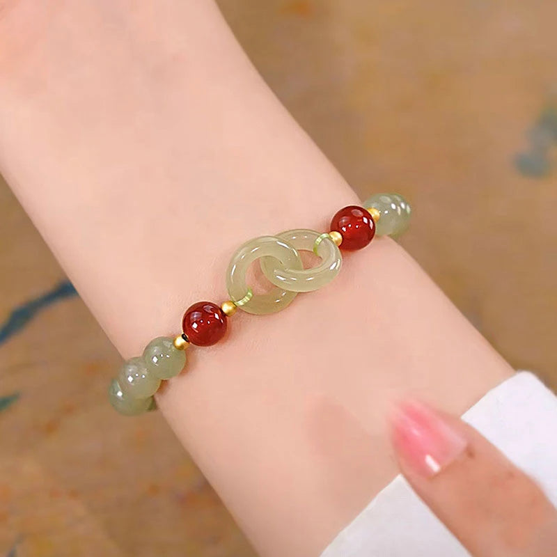 Summer Valentine's Day Gift Love Heart Jade Beads Charm Bracelet for Women Girl Fashion Natural Bracelet To Love Jewelry Gifts