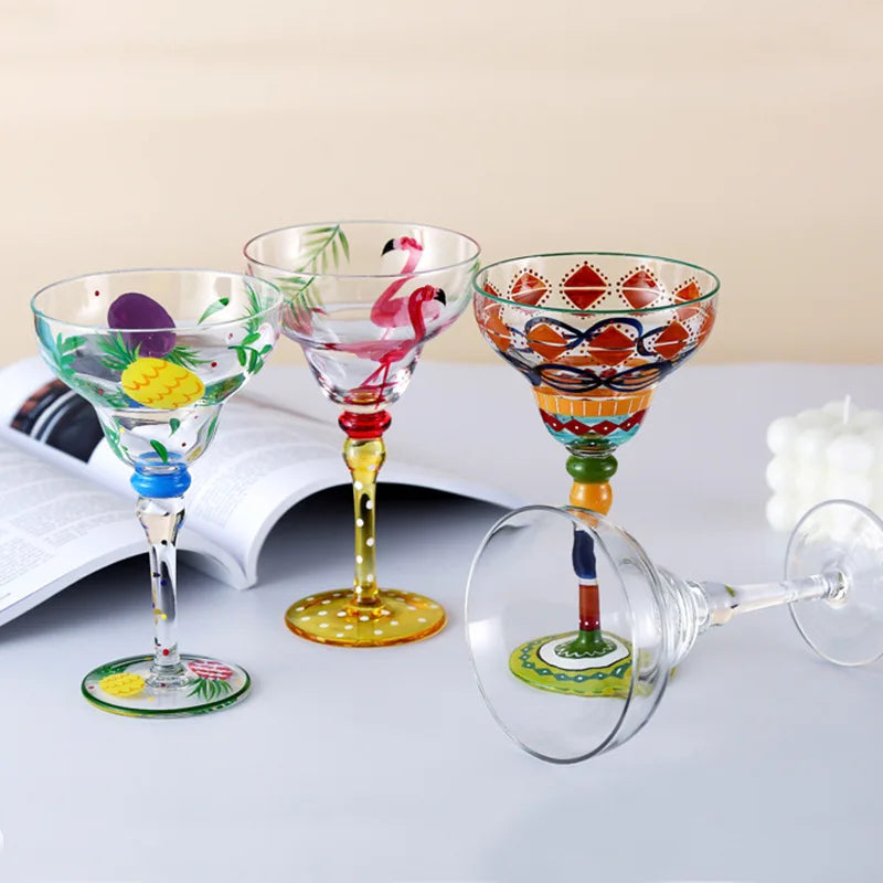 Handmade Colored Cocktail Cup Margarita European Cup Champagne Cup Creative Wine Glass Family Bar Wedding Party Wine Glass