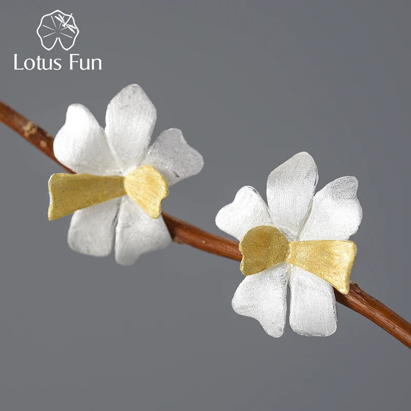 Lotus Fun Exquisite Unusual Flower Wedding Stud Earrings for Women Gift Real 925 Sterling Silver Luxury Quality Fine Jewelry