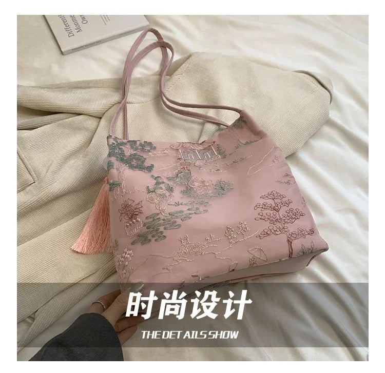 Exquisite Retro Embroidery Shoulder Bags High Quality Sense of Luxury Unique Design Tote Bags for Women 2024 Hot Chinese Style