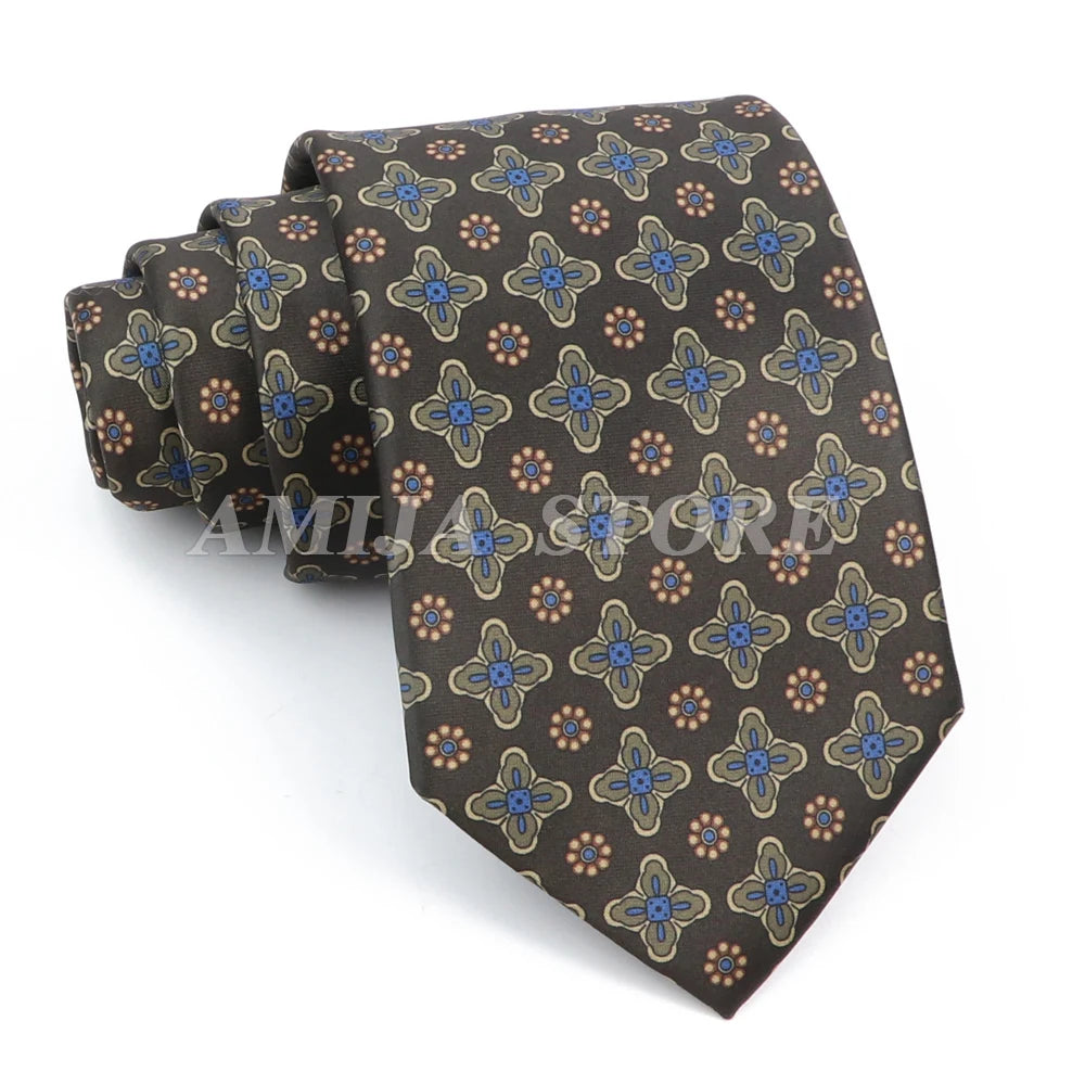 Vintage Imitation Silk Ties Men's Fashion 8cm Graffiti Painting Floral Necktie For Men Wedding Business Soft Printing Tie Wed Gi