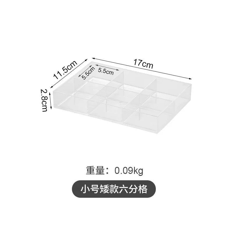 Transparent 6  Grid Dust Proof Drawer  Box Office Desk Stationery Cable Organizer Box Jewelry Makeup  Shelf