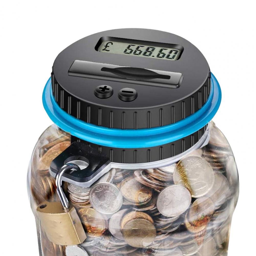 Money Box With Lock LCD Digital Counter 2.5 L Capacity Clear Plastic Safe Coins Saving Pot Piggy Bank Christmas Home Supplies