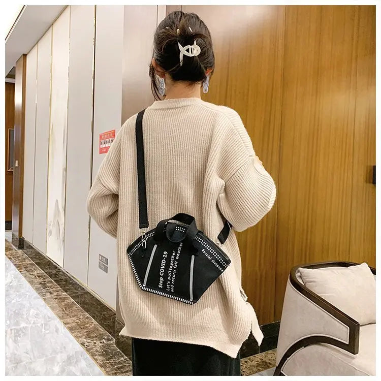 Mask Bag With Shoulder Strap Ladies Shopping Bags Unique Design Trendy Female Bags Money Storage Tote Size Small SizeL