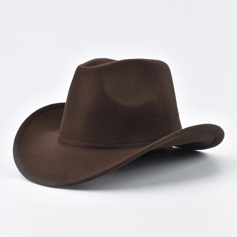 Unisex Western Cowboy Hat Vintage Roll Brim Felt Hat Suitable for Daily Casual Wear, Western Cowboy Party, Bar Cowboy