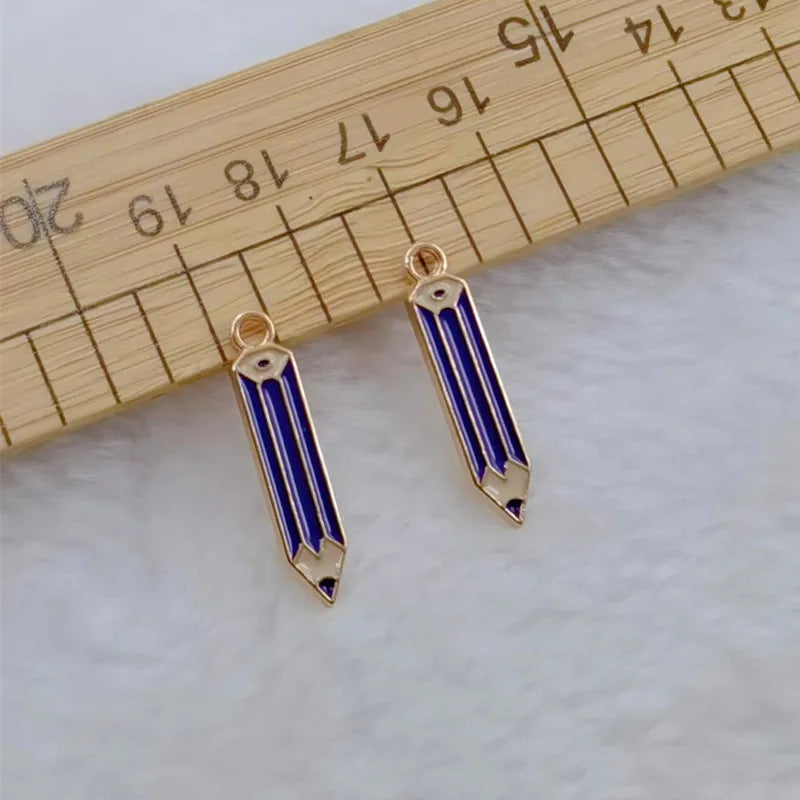 10pcs Enamel Pencil Fragments Charms for Jewelry Making Craft Supplies Necklace Bracelet Charms Earring Pendant Diy Accessories