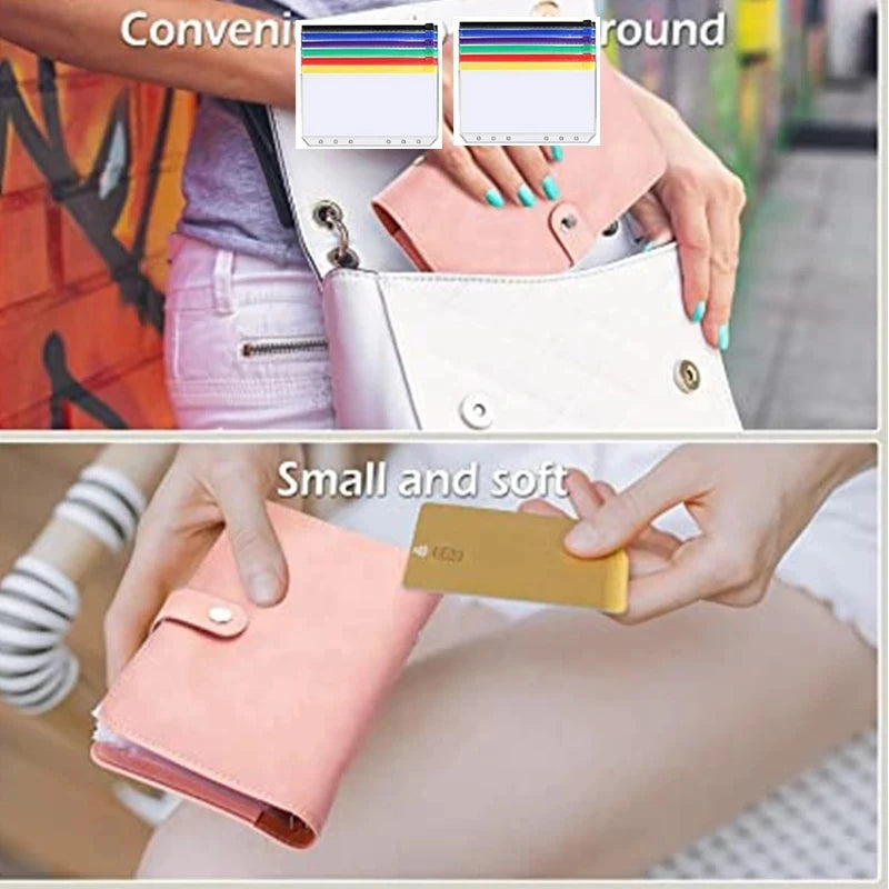 Good Material A6 PU Leather Budget Binder Notebook Cash Envelopes System Set Binder Pockets Money Budget Saving Bill Organizer Valentines Gift