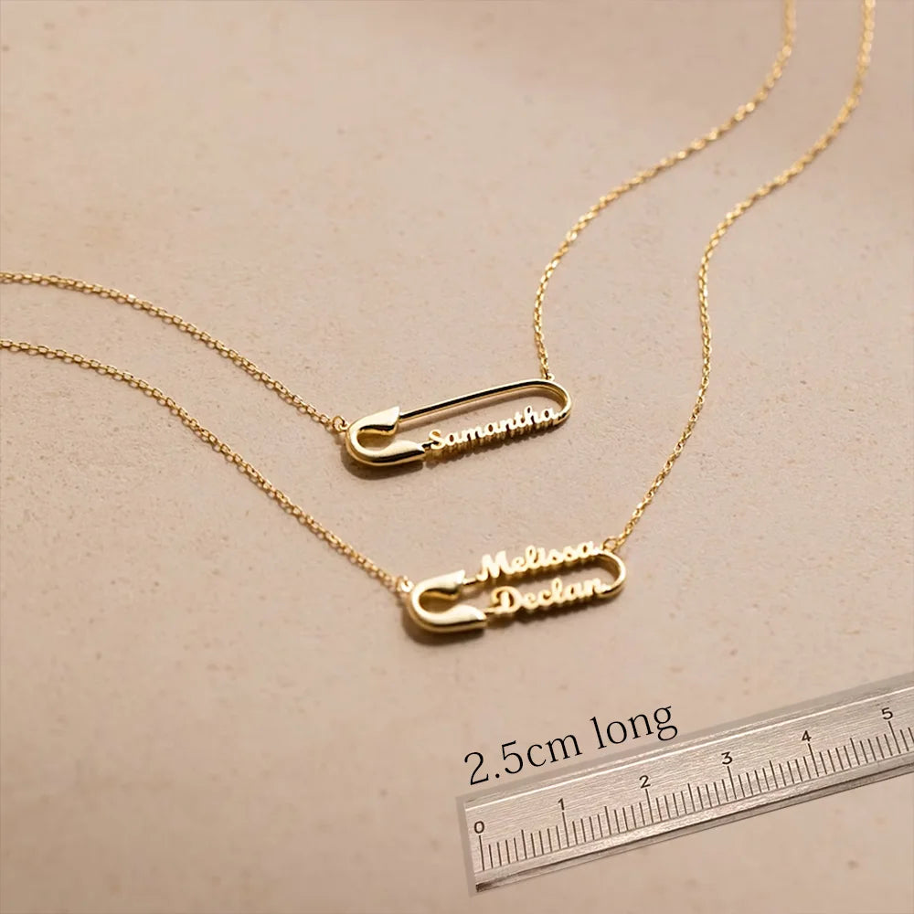 Custom Double Name Paper Clip Pendant Necklace for Women Personalized Gold Chains Stainless Steel Jewelry Gift Collar Para Mujer