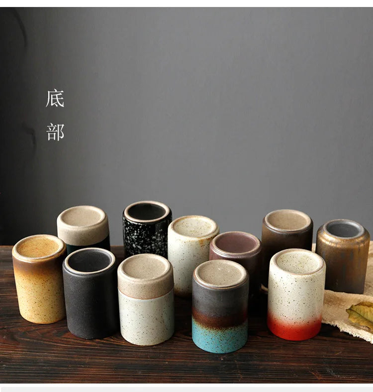 Chinese-style Ceramic Tea Cup Straight Teaware Retro Transmutation Glaze Single Cup Large Teacup Domestic Water Mug Pottery Cup