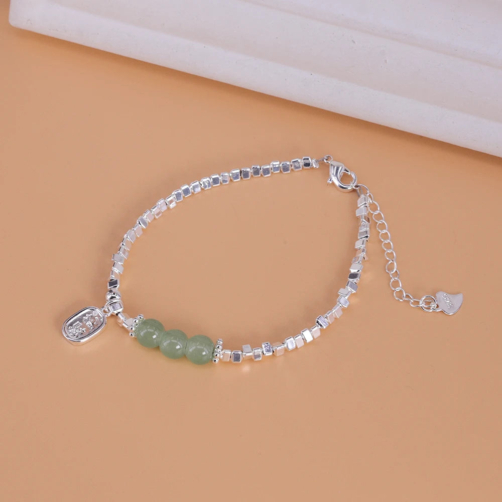 925 Sterling Silver Bracelet Colorful Beads Squares Asymmetric Geometric For Woman Girl Fashion Jewelry Gift Dropship Wholesale