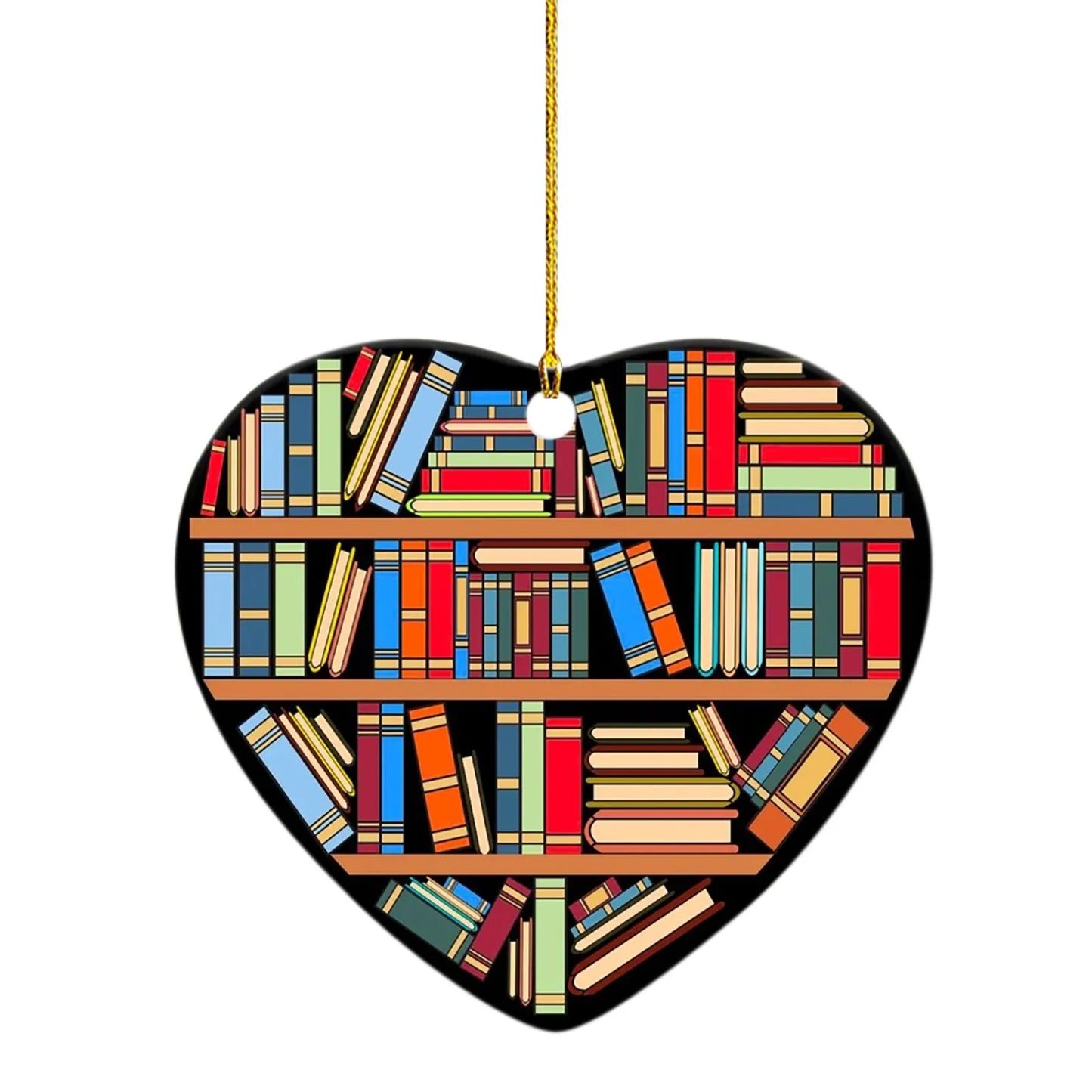 Book Lovers Heart Shaped Bookshelf Pendant Acrylic Craft Crystals Hanging Room Ornament Christmas Beard Decorations Car decor