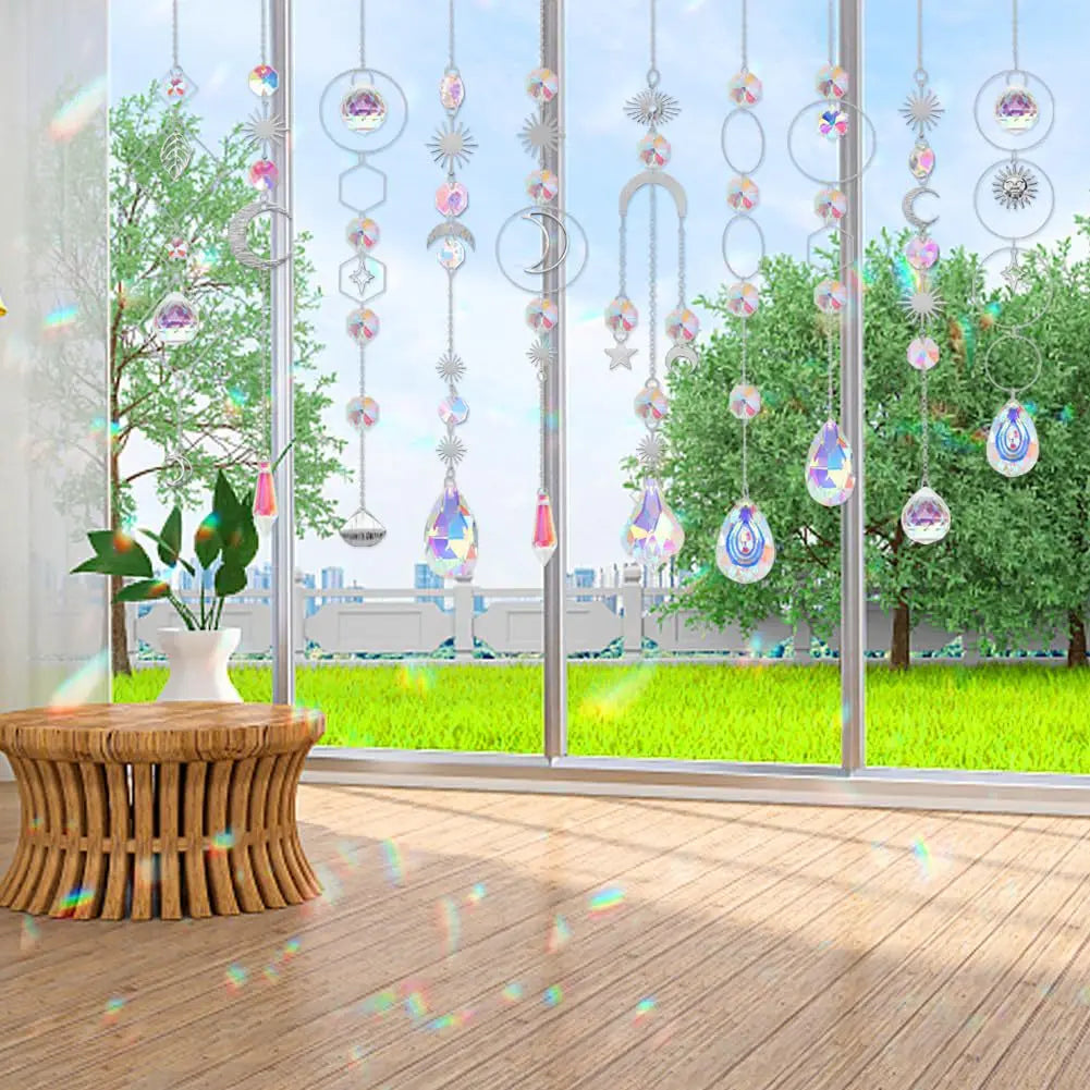 200PCS DIY Suncatcher Making Kits Crystal Prism Sun Catcher Garland Bead Chain Pendant Rainbow Maker Hanging Window Garden Decor