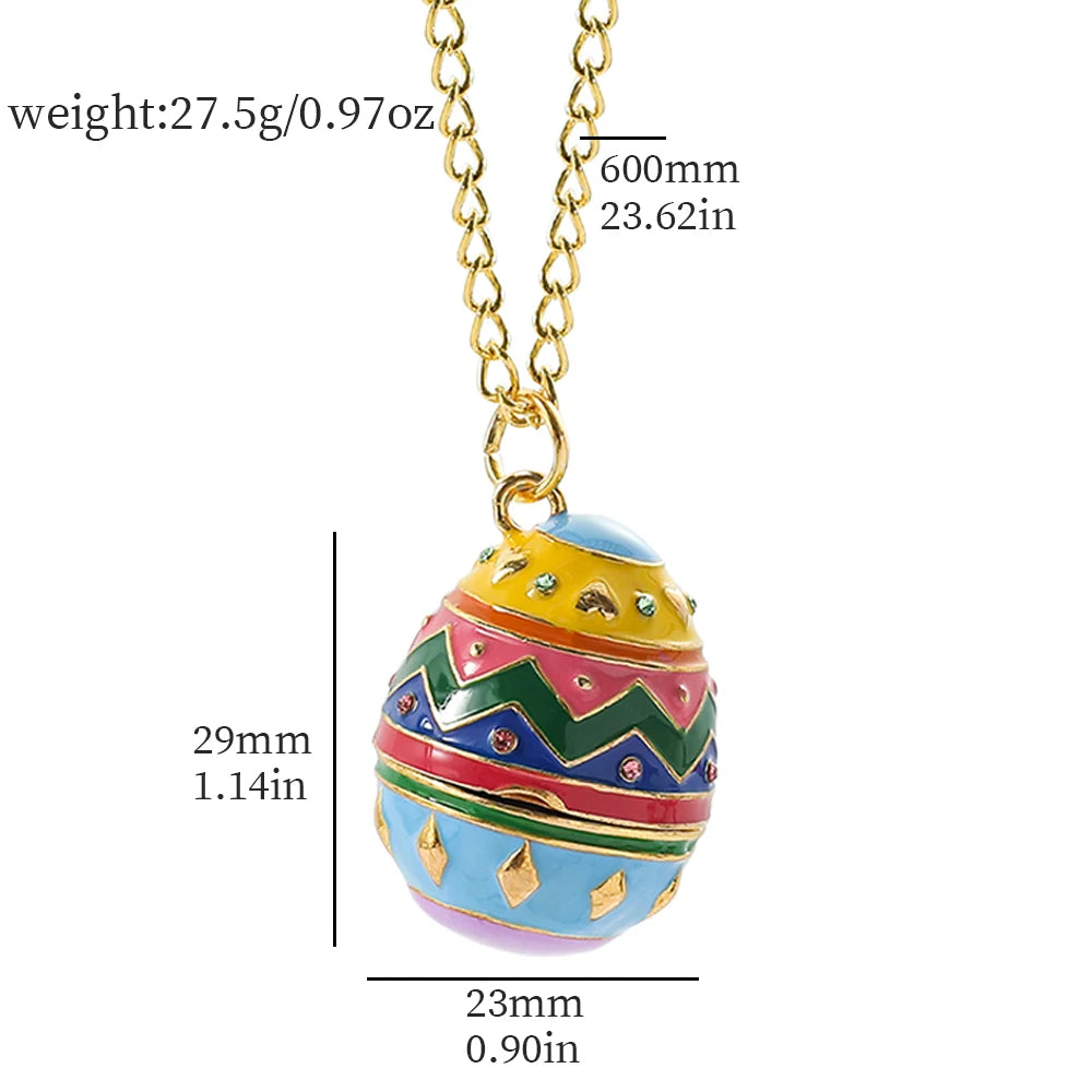 Handmade Enamel Faberge Easter Christmas Eggs Pendant Jewelry Cute Y2k Hello Kitty Sanrio Necklace Mystery Gifts for Women Girl