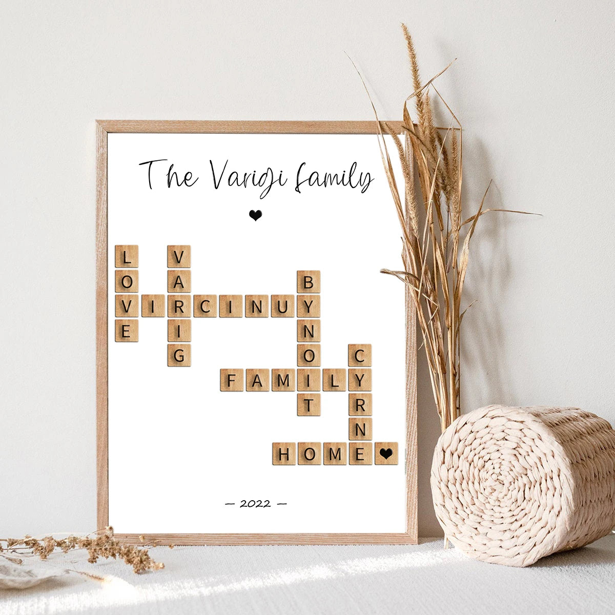 Crossword Scrabble Wall Art Personalized Family Names Print Poster Custom Puzzle Canvas Painting Nordic Gifts Picture Room Decor Valentines Gift