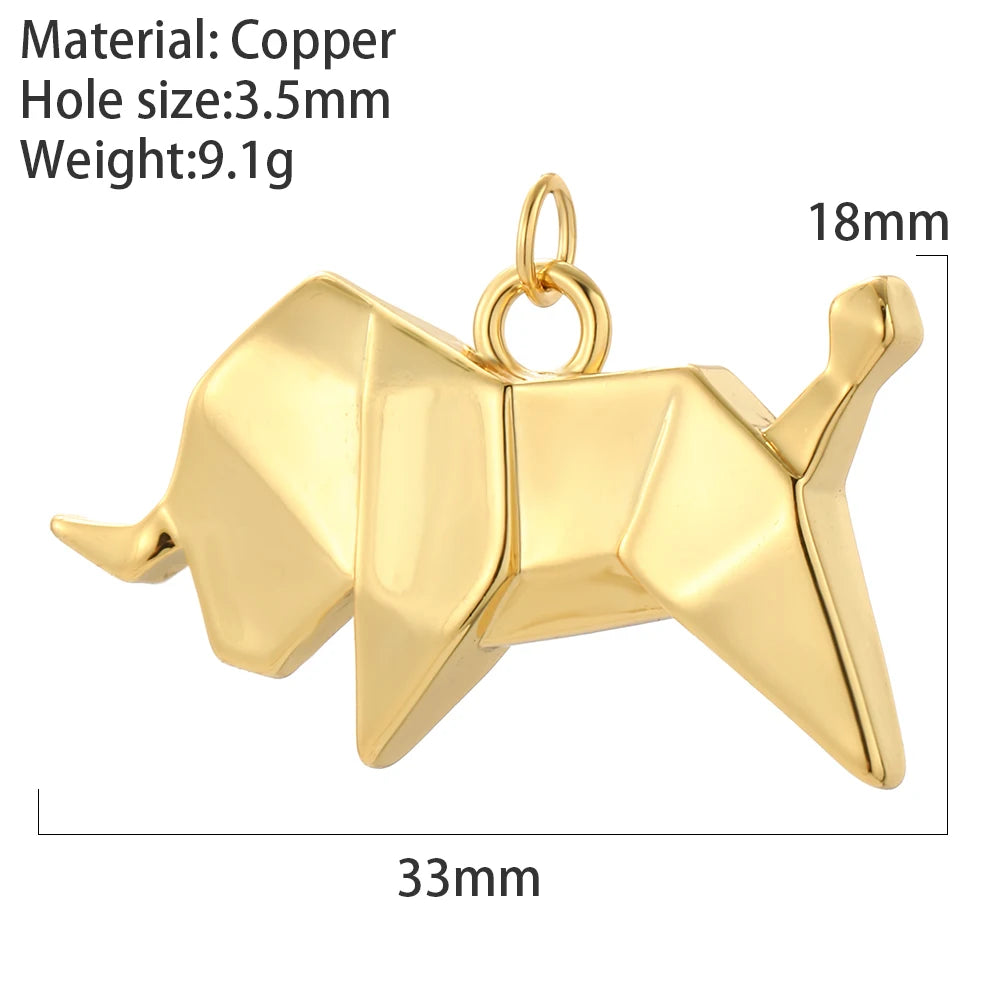 Origami Bird Lion Dog Dove Elephant Butterfly Charms for Jewelry Making Supplies Gold Color Dijes Diy Bracelet Earring Necklace