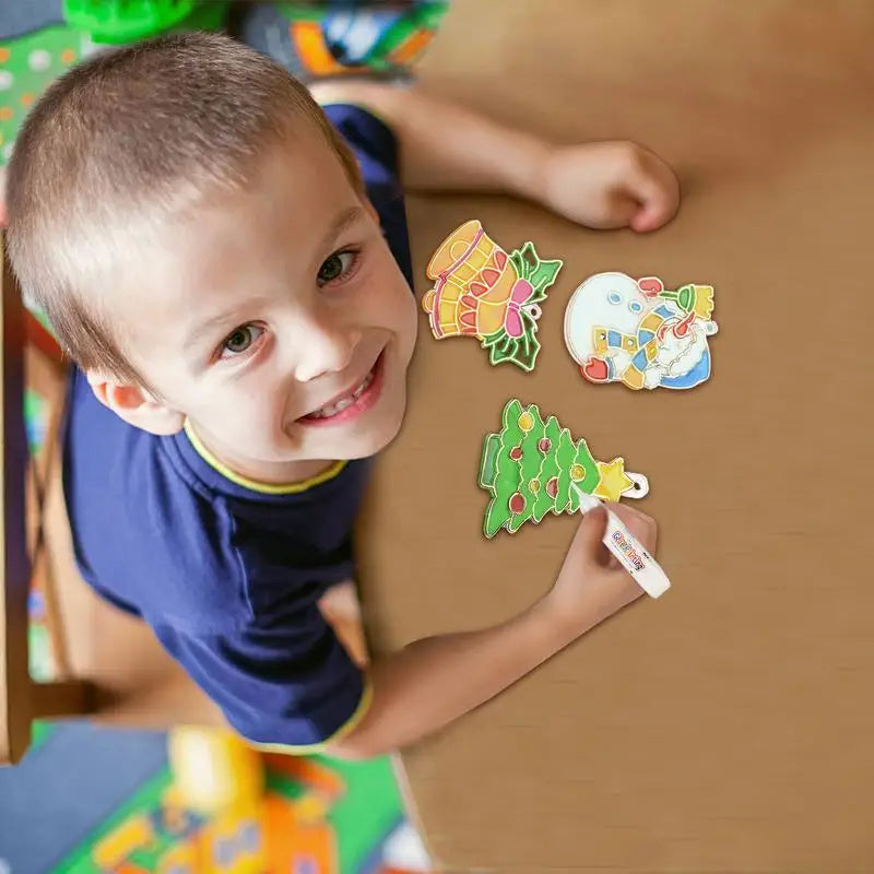 Children's Painting Set For Christmas Fast Drying DIY Crystal Pendant Kit Kids Paint Set Christmas Paint Your Own Sets For