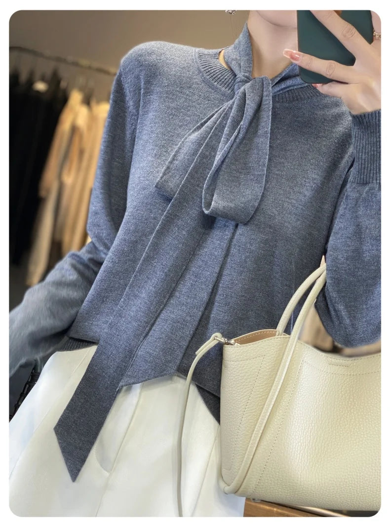 New round neck pullover sweater cashmere sweater women's autumn and winter knitted top long sleeved women's sweater