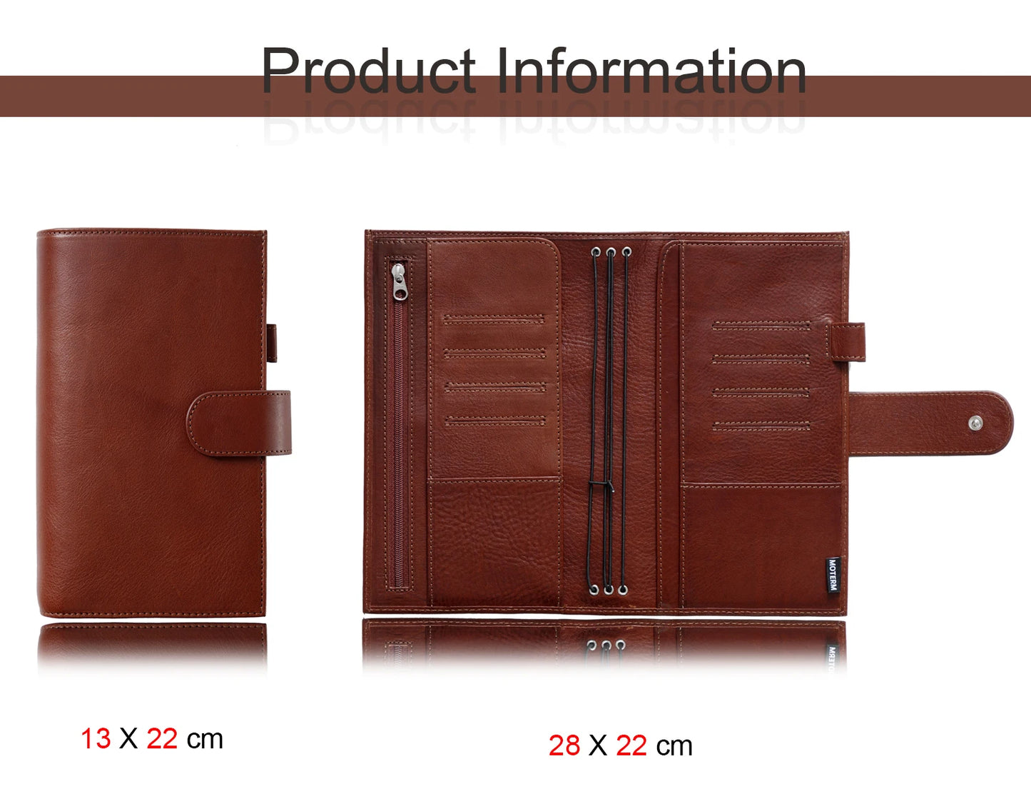 Moterm Travel Notebook Journal Companion Standard Planner Vegetable Tanned Leather Genuine Cowhide Organizer Diary