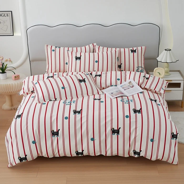 Colorful Polka Dot Cotton Duvet Cover Set with Zipper Cute Bear Bedding Sets for Men & Women, Luxury Reversible Comforter Covers