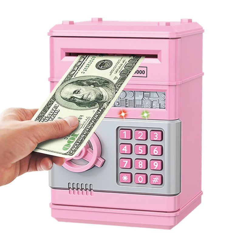 Creative Piggy Bank Automatic Mini Safe Coins Cash Saving Money Box Password Counter Code Key Lock Coin Bank ATM Child Gift