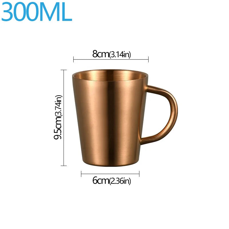 300ml 304 Stainless Steel Double Layer Mugs Portable Creative Water Cup Heat Insulation Cup Drinkware Household Kitchen Supplies