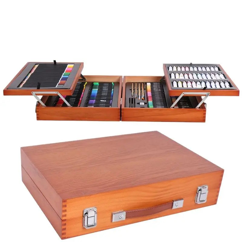 Acrylic Painting Pencil Oil Pastel Kids Drawing Art Sets in Wooden Box