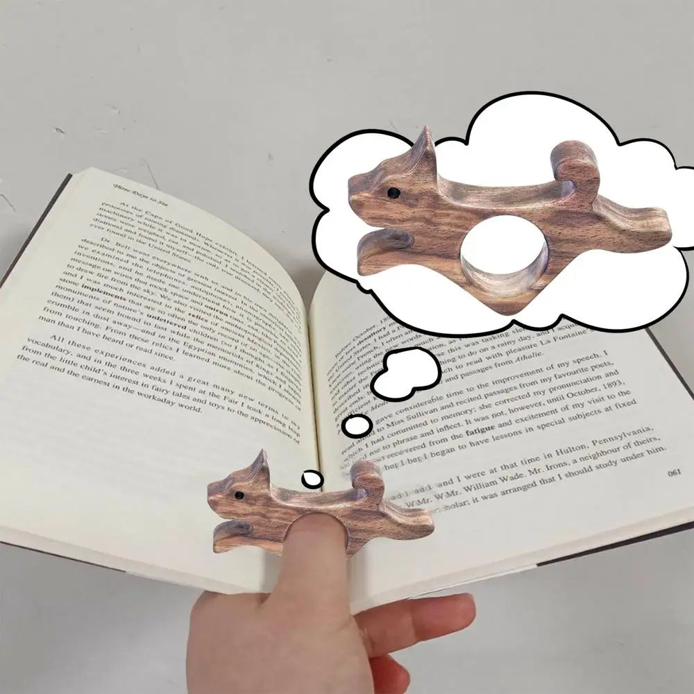 Wooden Dog Thumb Bookmark One Hand Reading Thumb Book Support Book Page Holder Fast Reading Aid Tools for Book Lovers