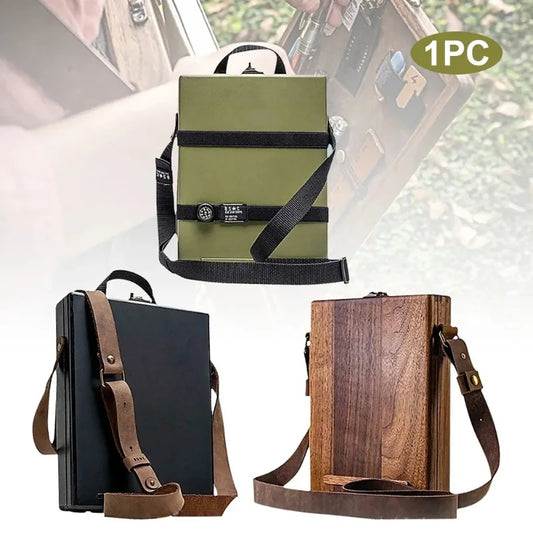 Multifunction Outdoor Crossbody Gift Brush Storage Postman Briefcase Retro Portable Artist Tool Pencil Writer Messenger Wood Box