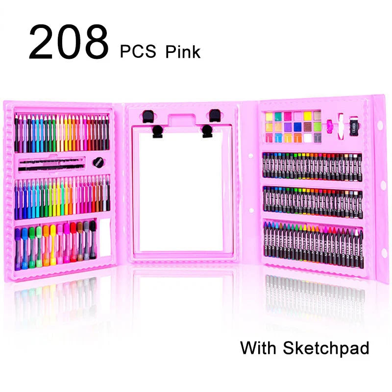 150-208 Pcs Art Set Watercolor Markers Crayons Water Pen Drawing Set Artist Painting Tools For Boys Girls Birthday Gifts