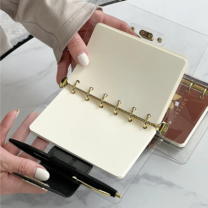 A5/7 Transparent Pvc Binder Notebook Journal Exquisite Senior Bussiness Office Planner Diary Travel Journal School Stationery