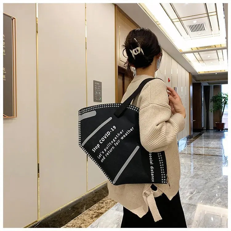 Mask Bag With Shoulder Strap Ladies Shopping Bags Unique Design Trendy Female Bags Money Storage Tote Size Small SizeL