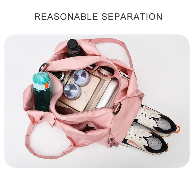 Women Large Capacity Travel Handbag Casual Multi Layer Pockets Shoulder Bag Girls Sports Yoga Luggage Storage Duffle Pack Tote