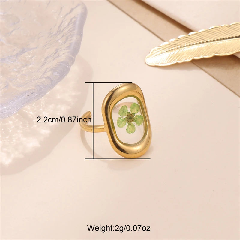 D&Z Ins Retro Women's Fashion Jewelry Eternal Flower Series Stainless Steel Ring Love Accessories Open Ring