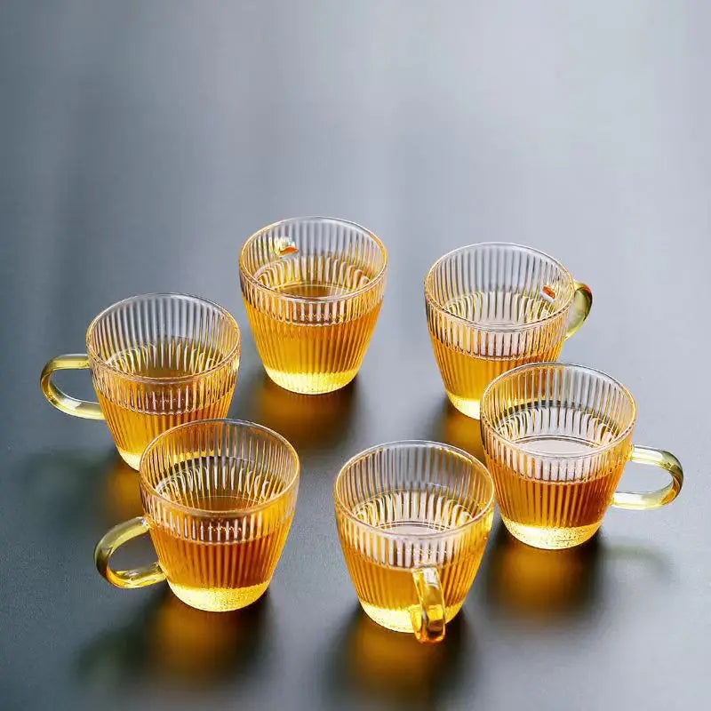 Glass Tea Cups small Cups Home Glass tea set Coffee Cup set Tea Water Cup Saucer Steak Juice Bucket Table Decor teacup