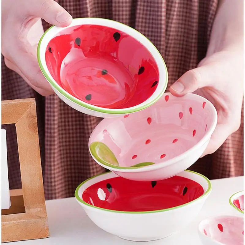 Ceramic Tableware Wear-resistant Popular Ceramics Demand Unique Best Selling Creative Strawberry Watermelon Bowl Kitchen Set Set