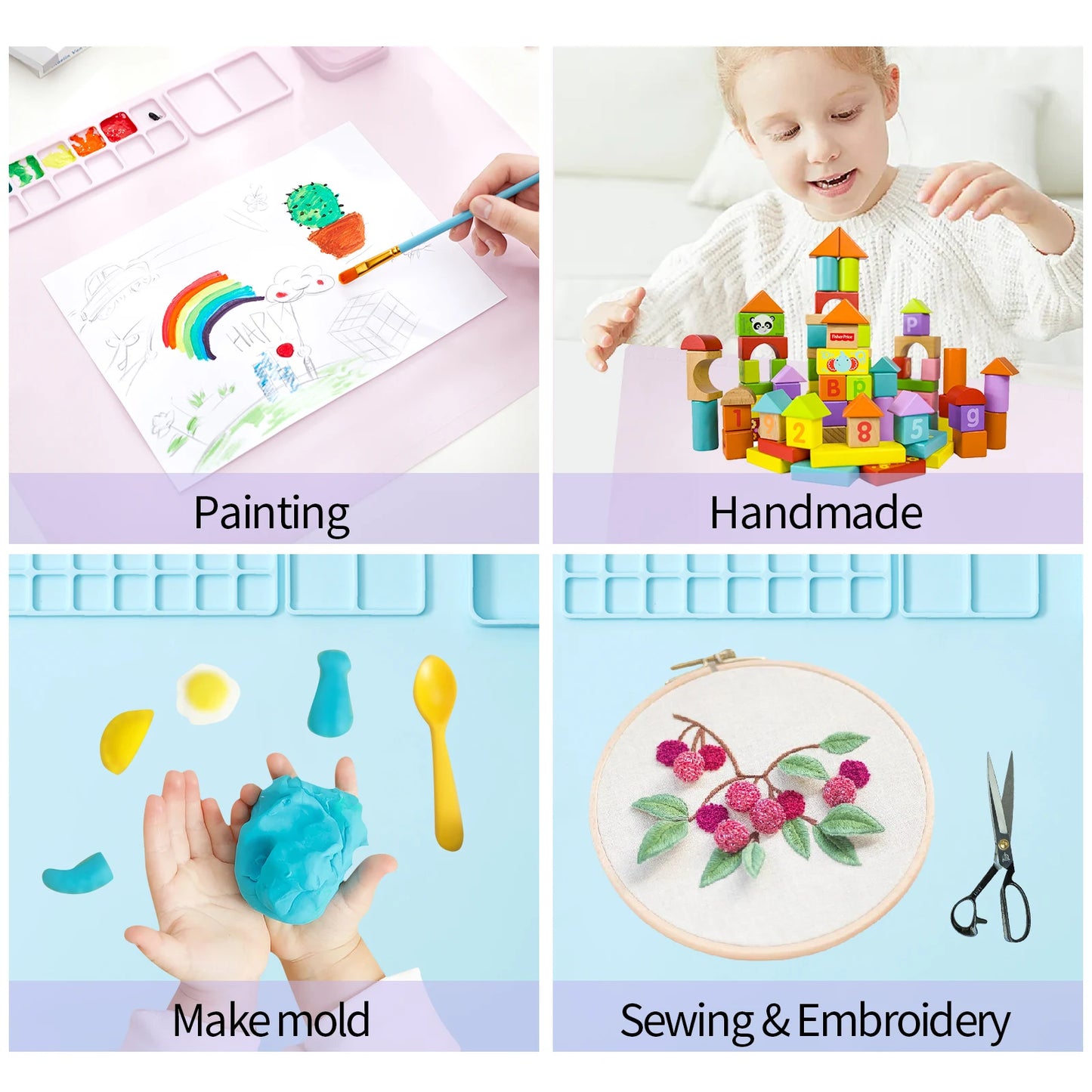 2023 popular children kids suction cup reusable silicone drawing pad mat with cup art silicone painting mat