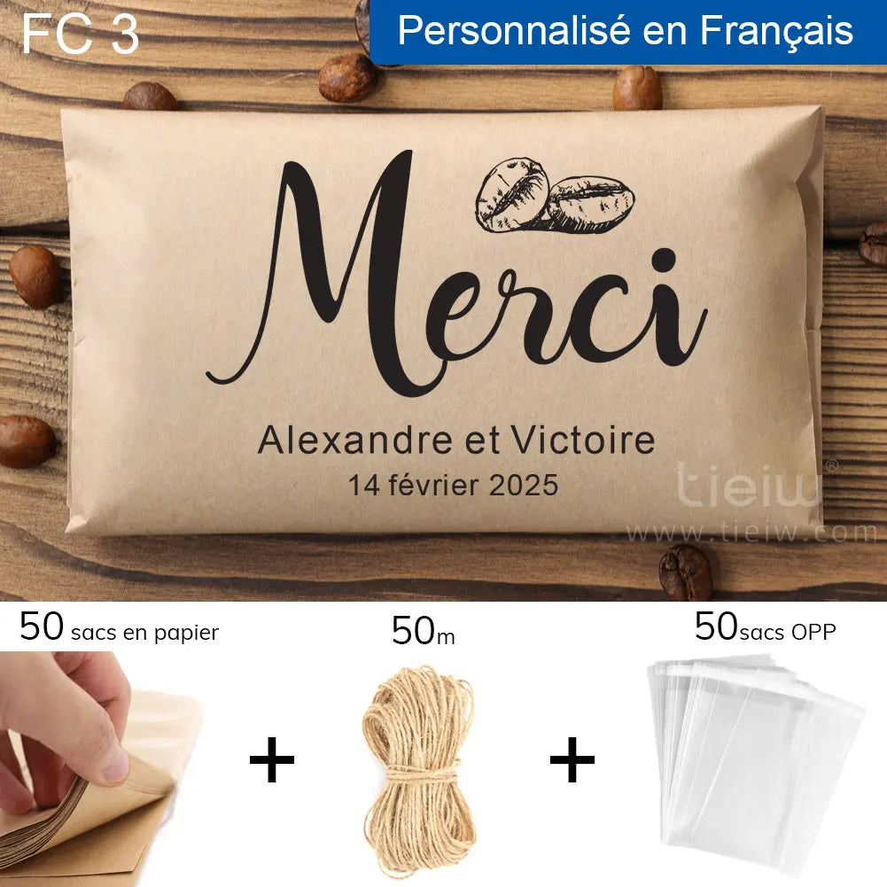 50PCS Bridal Shower Coffee Favor Bag Personalized Wedding Favor For Guest in Bulk Custom Kraft Paper Gift The Perfect Blend