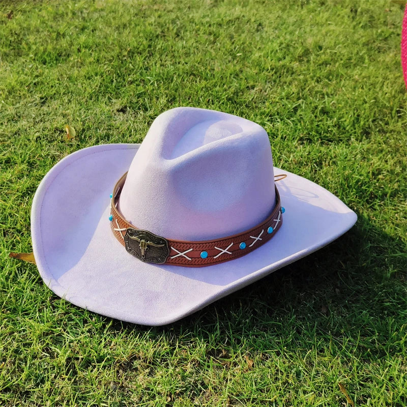 vegan suede Cowboy Hat for men retro suede cowboy Hat women Jazz hat wide brim Felt Fedora Hat vintage Panama sombrero hombre