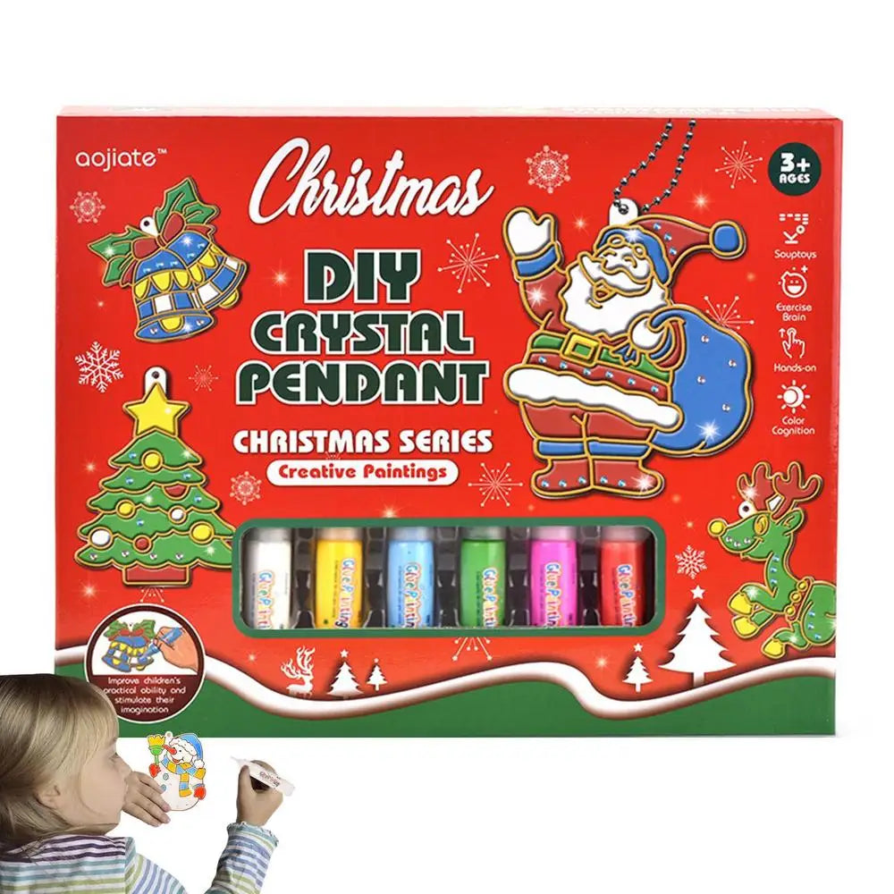 Children's Painting Set For Christmas Fast Drying DIY Crystal Pendant Kit Kids Paint Set Christmas Paint Your Own Sets For