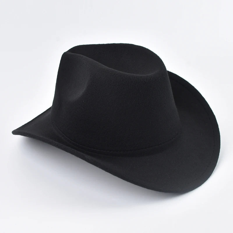 Unisex Western Cowboy Hat Vintage Roll Brim Felt Hat Suitable for Daily Casual Wear, Western Cowboy Party, Bar Cowboy