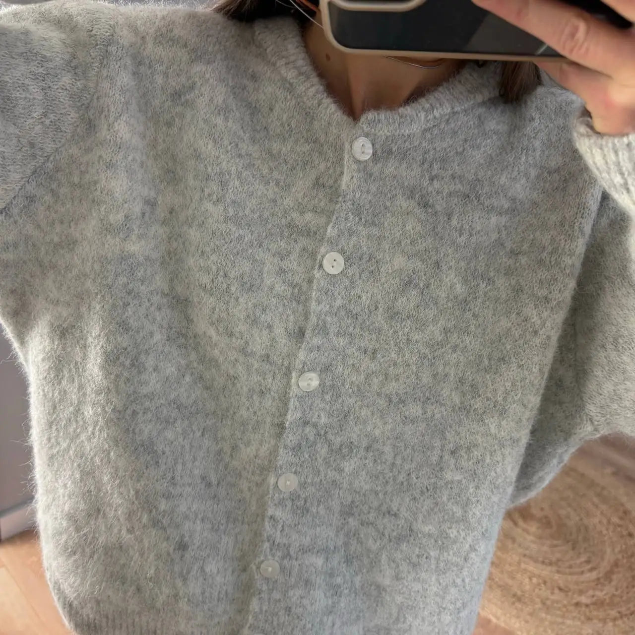 Hirsionsan Elegant Long Sleeve Sweater Women 2024 New Single-Breasted Female Casual Cardigan Soft Cashmere Knitted Outwear